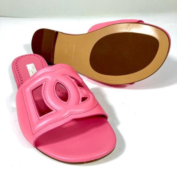 *SOLD* Dolce & Gabbana Bambino Girl's DG Cutout Leather Slide Sandals Pink 36 - Picture 5 of 17